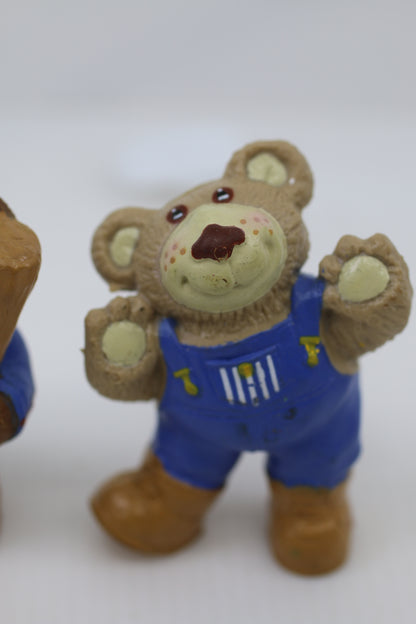 Vintage Furskins Bear Figurines Lot of 3 – Baseball / Farmer / Overalls – 1988