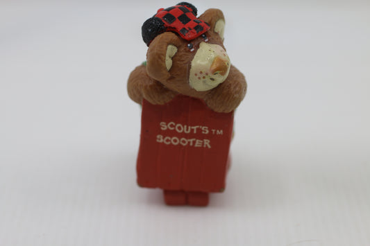 1986 Vintage Furskins Bears Scout’s Scooter Figure – PVC – 2.5" – Hong Kong