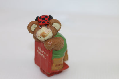 1986 Vintage Furskins Bears Scout’s Scooter Figure – PVC – 2.5" – Hong Kong