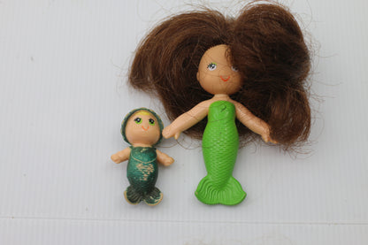Vintage Kenner Sea Wees Shelly & Baby Sprite 1979 Mermaid doll rare