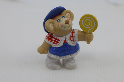 1986 Furskins Young Girl W Lollipop Bear Plastic Figurine Collectable OAA Inc.