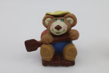 1986 Furskins Dad Is Rafting Bear Plastic Figurine Vintage Collectable OAA Inc.