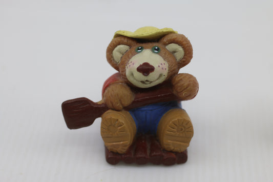 1986 Furskins Dad Is Rafting Bear Plastic Figurine Vintage Collectable OAA Inc.