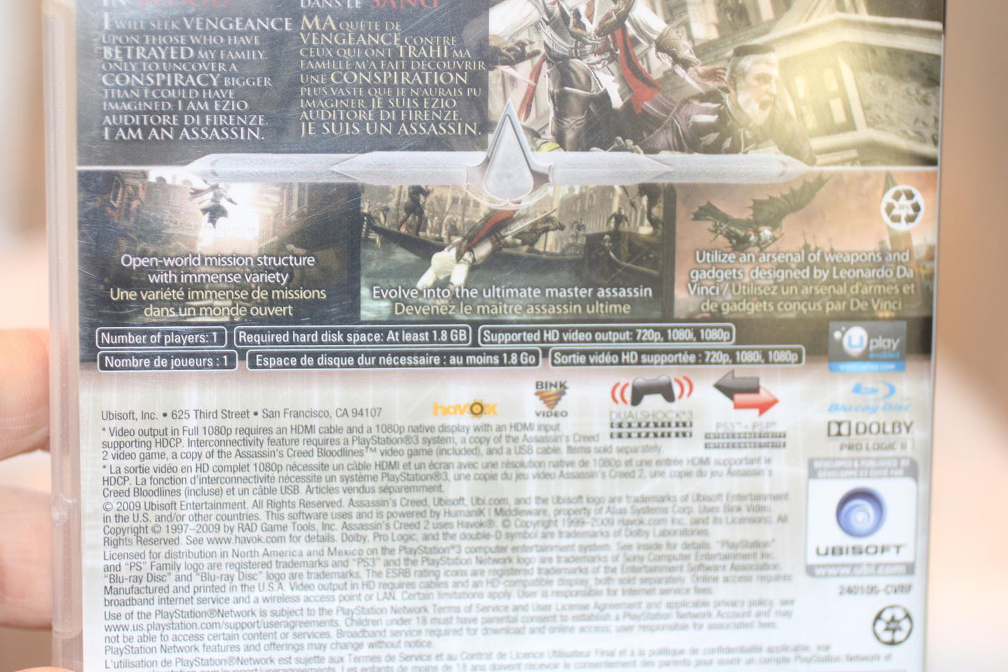Assassin's Creed II PlayStation 3 Video Game PS3 Complete