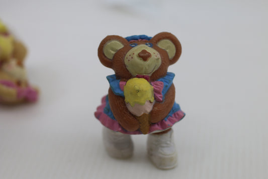 1986 Vintage Furskins Bears PVC Figure Girl Ice Cream Xavier Roberts CPK VHTF 2.5”