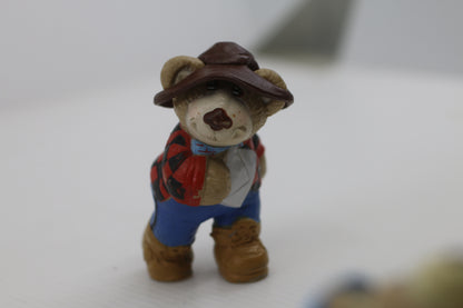 Vintage Furskins Bears Country Bear PVC Figure Plaid Shirt Hat 2.5” 1980s