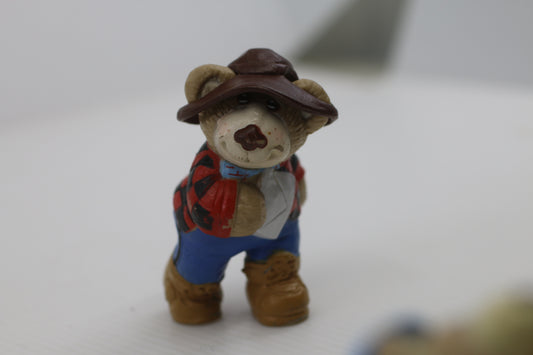 Vintage Furskins Bears Country Bear PVC Figure Plaid Shirt Hat 2.5” 1980s