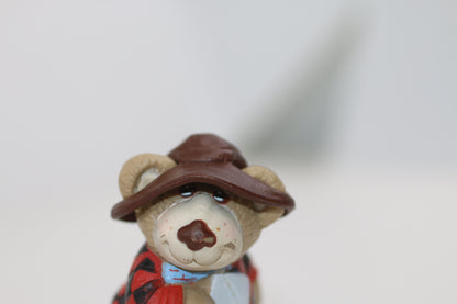 Vintage Furskins Bears Country Bear PVC Figure Plaid Shirt Hat 2.5” 1980s