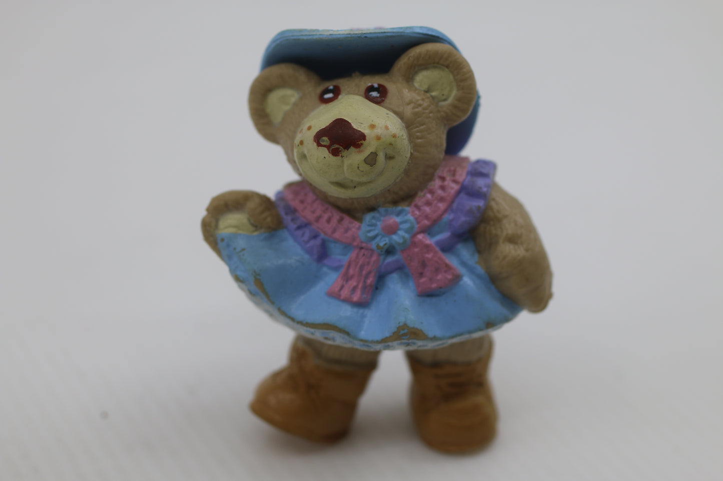 Vintage Furskins Bears Girl Figurine – Blue Dress & Hat – PVC – 1980s