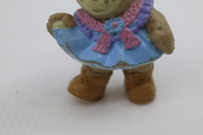 Vintage Furskins Bears Girl Figurine – Blue Dress & Hat – PVC – 1980s