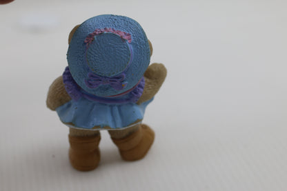 Vintage Furskins Bears Girl Figurine – Blue Dress & Hat – PVC – 1980s