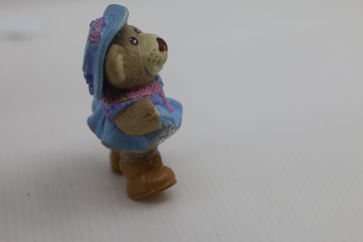 Vintage Furskins Bears Girl Figurine – Blue Dress & Hat – PVC – 1980s