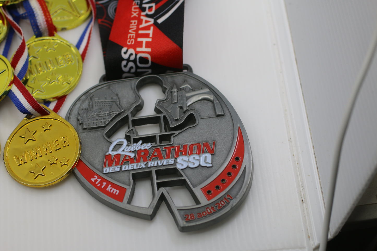 Large Lot of Kids Play Medals & Sports Event Medals Winner Medals, Quebec Marathon 25+