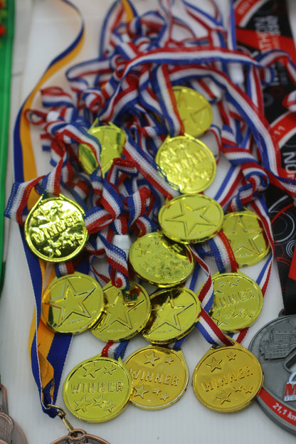 Large Lot of Kids Play Medals & Sports Event Medals Winner Medals, Quebec Marathon 25+