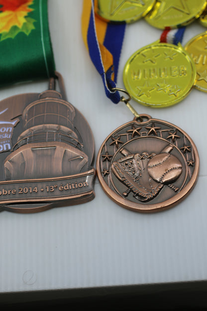 Large Lot of Kids Play Medals & Sports Event Medals Winner Medals, Quebec Marathon 25+