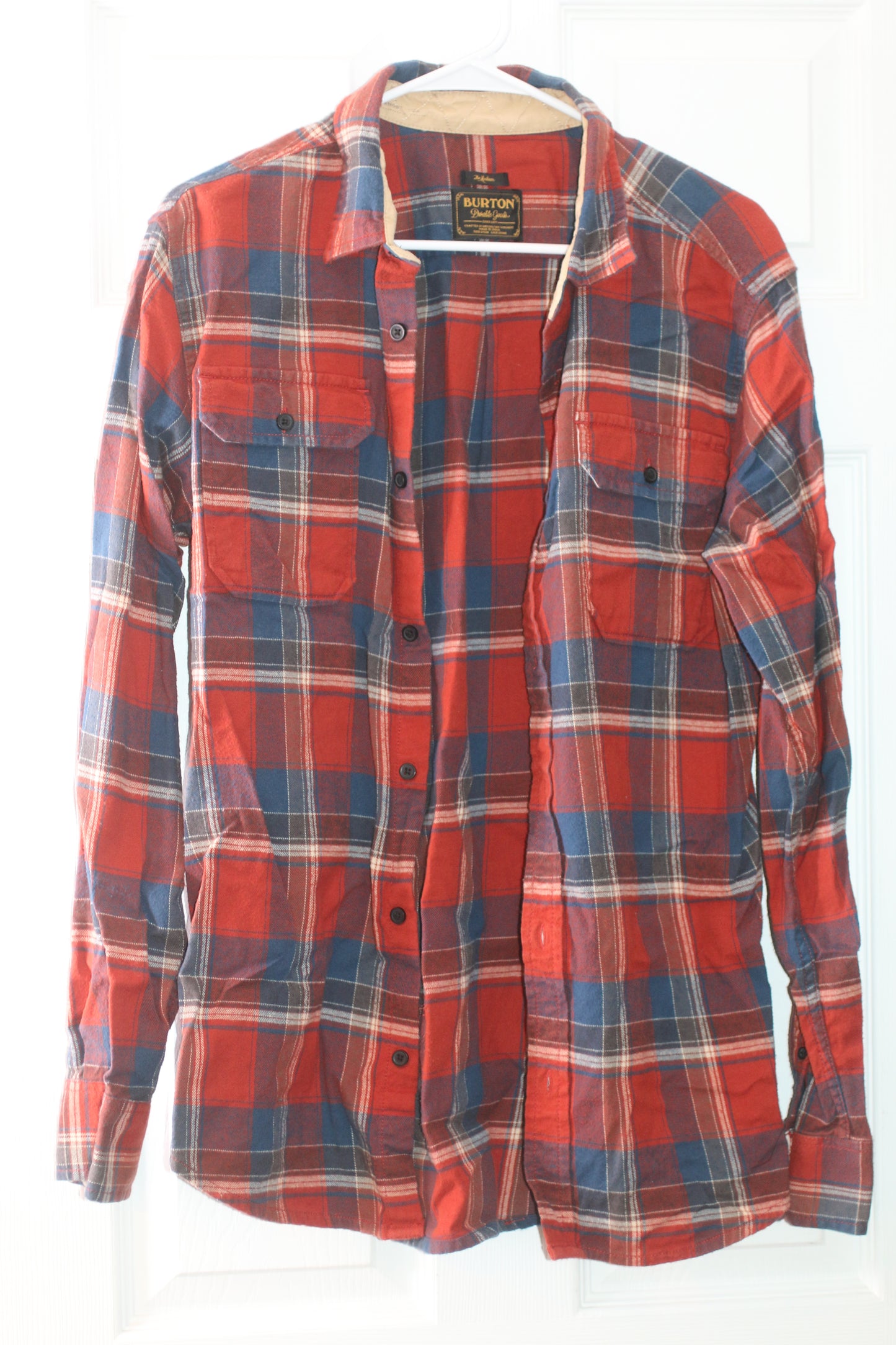 Burton Size M Red Tartan Long Sleeved Shirt Medium 38" 40"