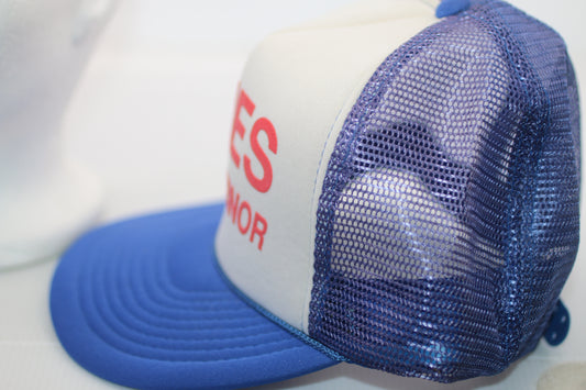 Vintage CAT Clayton NC Trucker Hat Rope Snapback White Caterpillar