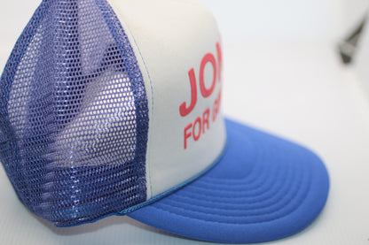 Vintage CAT Clayton NC Trucker Hat Rope Snapback White Caterpillar