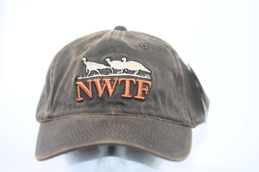 NWTF Wild Turkey Federation Distressed Brown Cap Hat Adjustable Hunting #1