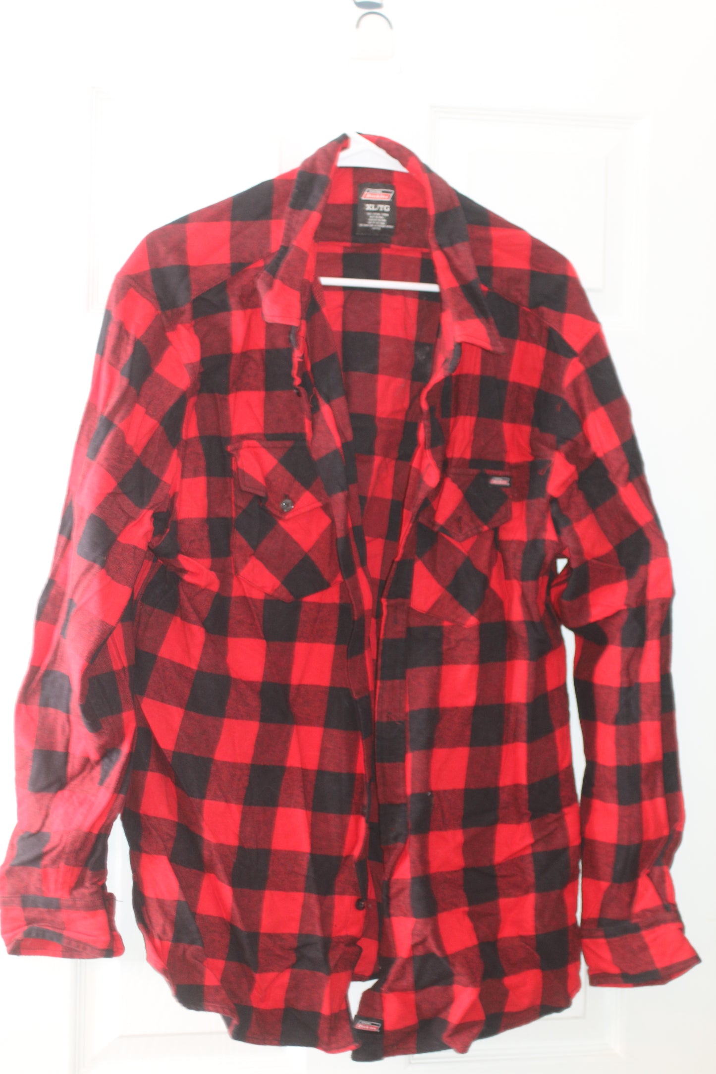 Dickies Genuine Flannel Shirt Buffalo Plaid Check Red Black SIZE XL