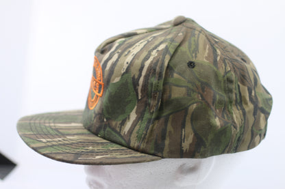 Vintage Yates Construction Camo Snapback Hat Made USA Outdoor Cap