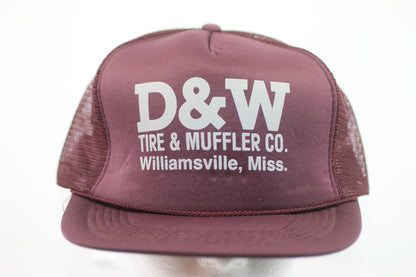 Vintage D&W Tire & Muffler Trucker Hat Williamsville MS Snapback
