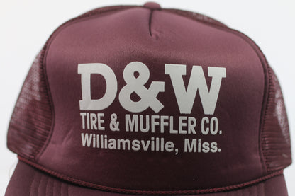 Vintage D&W Tire & Muffler Trucker Hat Williamsville MS Snapback