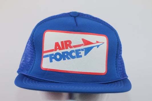 Vintage Air Force Trucker Hat Blue Mesh Snapback Promo Style Cap