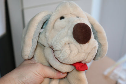 Vintage 1981 Ganz Bros Wrinkles The Dog Hand Puppet Plush 8" With Dog Tag