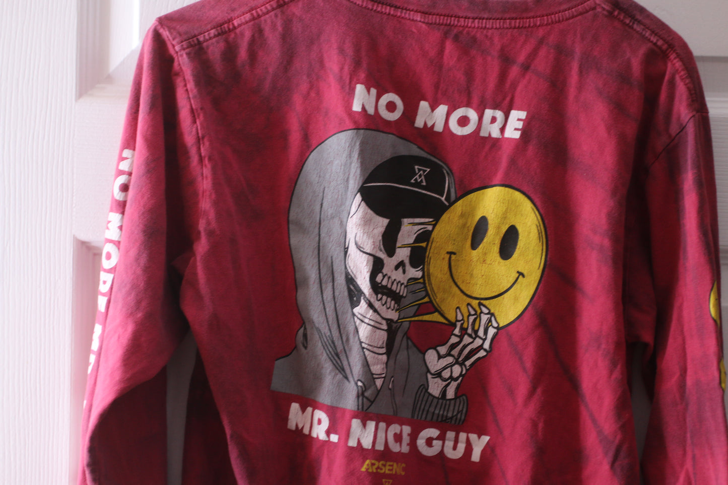 Red long sleeve no more mr.Nice guy shirt arsenic yourh XL(16)