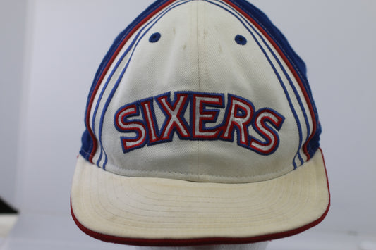 Vintage Philadelphia 76ers Sixers New Era Hardwood Classics Cap Sun Faded