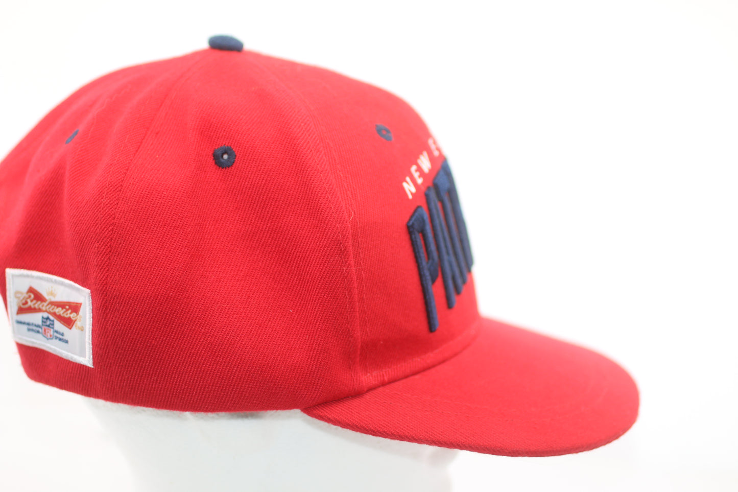 New England Patriots Snapback Cap Hat – NFL Budweiser Patch – Red/Navy – Adult OSFM