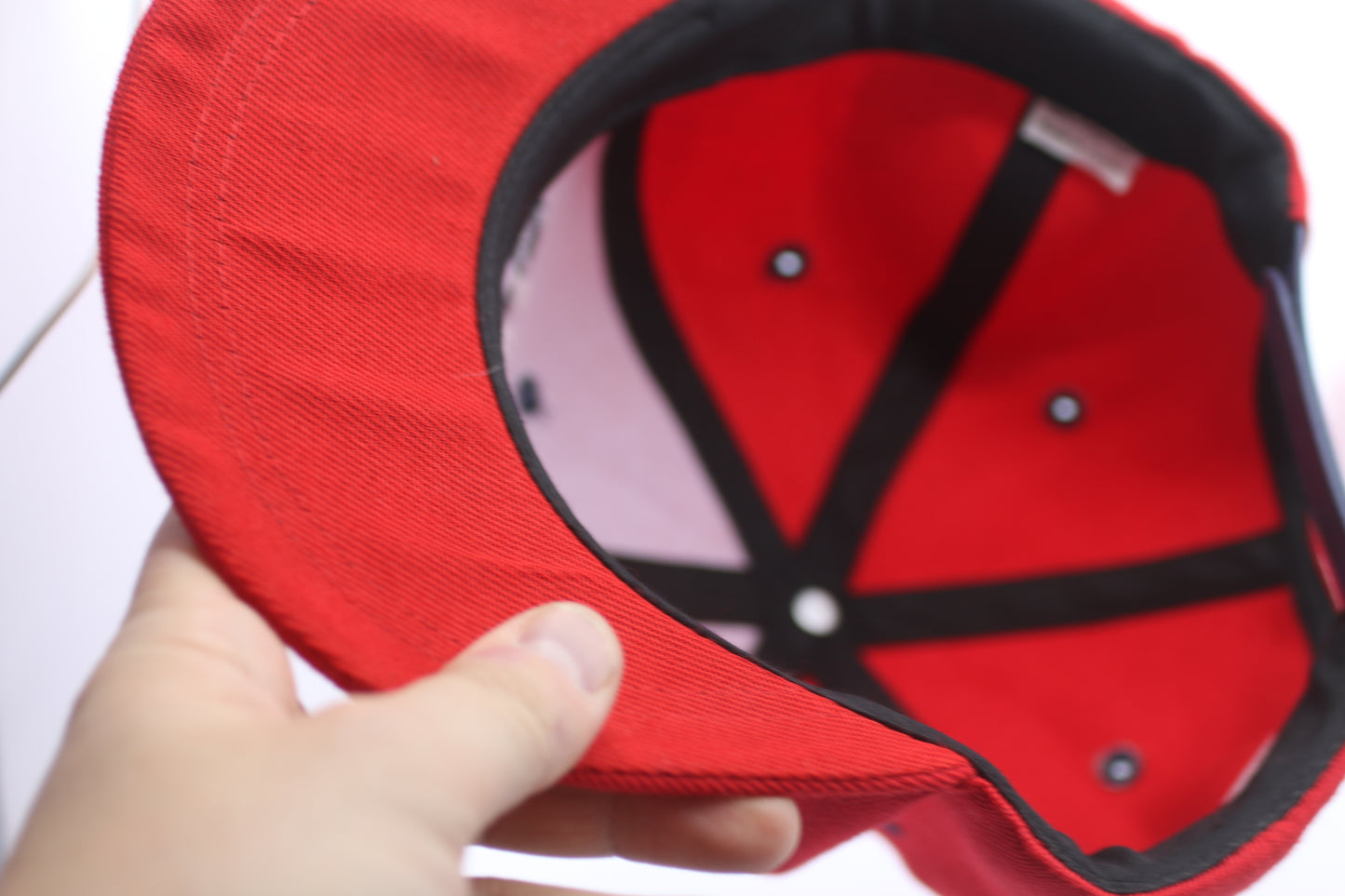 New England Patriots Snapback Cap Hat – NFL Budweiser Patch – Red/Navy – Adult OSFM