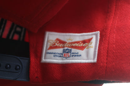 New England Patriots Snapback Cap Hat – NFL Budweiser Patch – Red/Navy – Adult OSFM