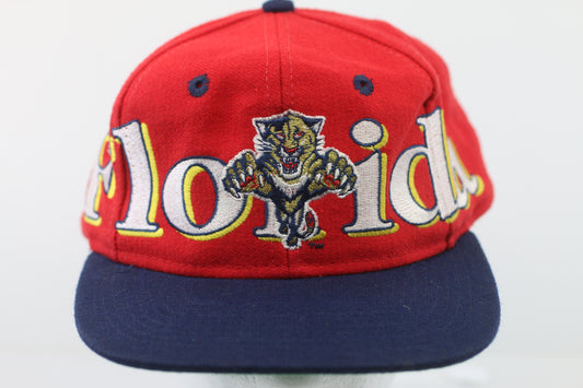 Vintage 90s Logo 7 Florida Panthers NHL Snapback Hat – Red Hockey Cap