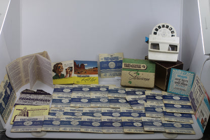 Vintage View-Master Lot w/ Viewer + 30+ Reels FT Snow White Coronation Banff Vatican