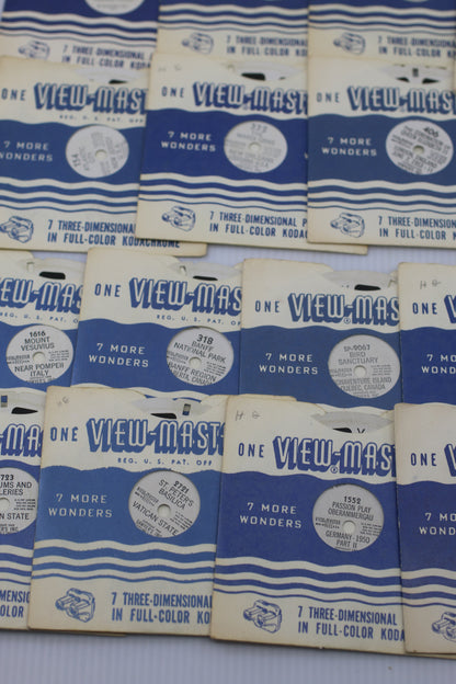 Vintage View-Master Lot w/ Viewer + 30+ Reels FT Snow White Coronation Banff Vatican