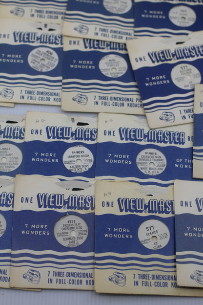 Vintage View-Master Lot w/ Viewer + 30+ Reels FT Snow White Coronation Banff Vatican