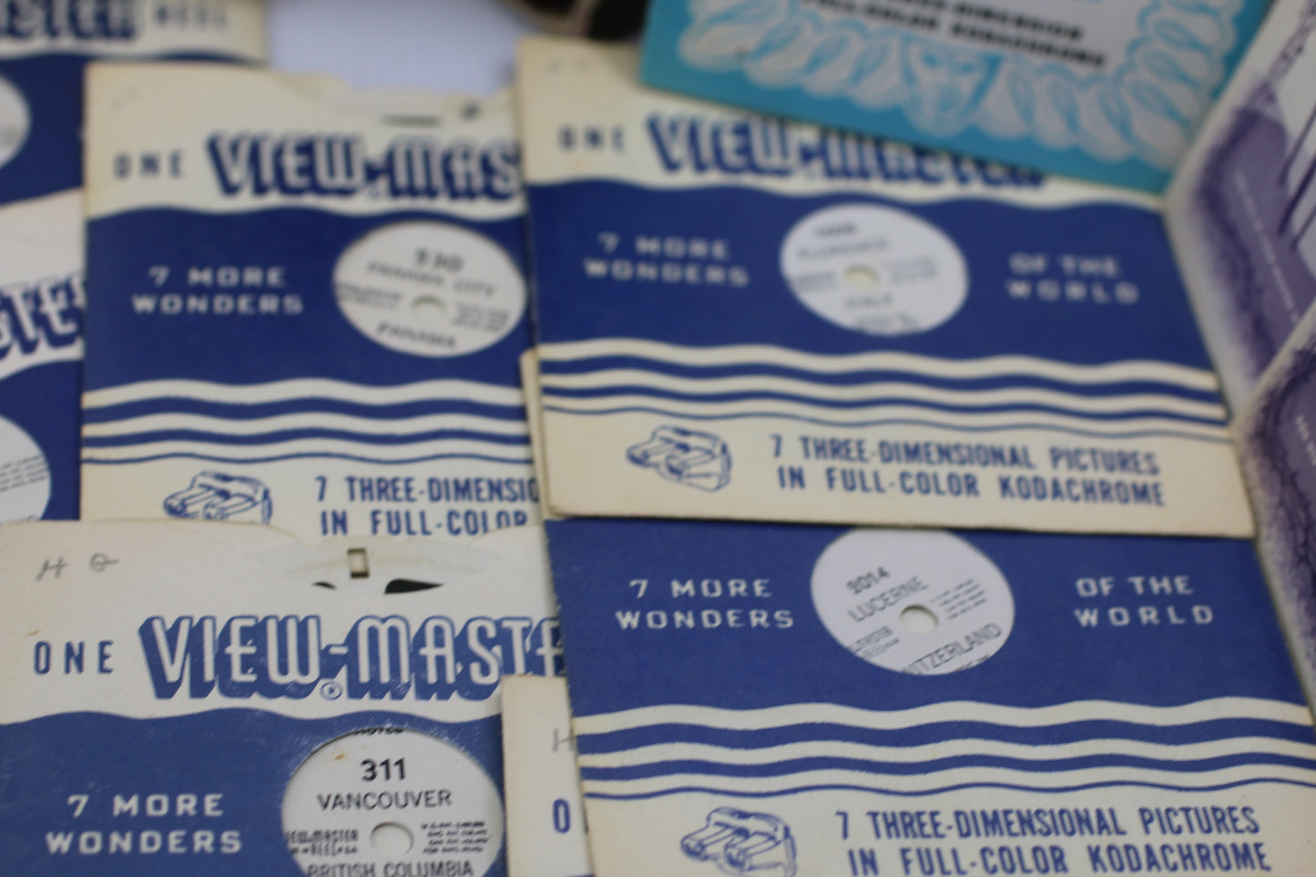 Vintage View-Master Lot w/ Viewer + 30+ Reels FT Snow White Coronation Banff Vatican