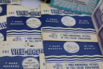 Vintage View-Master Lot w/ Viewer + 30+ Reels FT Snow White Coronation Banff Vatican