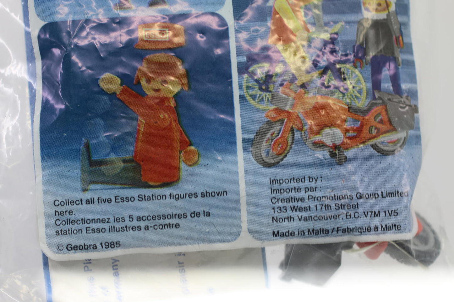 Vintage PLAYMOBIL ESSO Motorcycle vehicle 1985 SEALED Figurine New rare