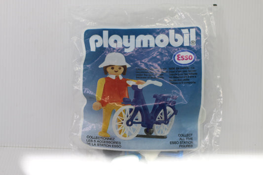 Vintage PLAYMOBIL ESSO Woman & Bike 1985 SEALED Figurine New rare