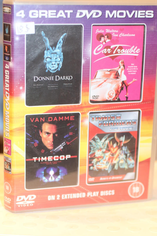 4 Great DVD Movies Collection - Donnie Darko, Car Trouble, Timecop, Transformers