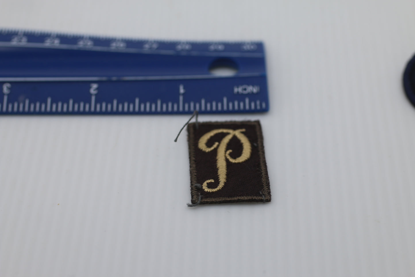 Vintage BROWN Embroidered Monogram Label Letter Furrier Sewing Textile Supply