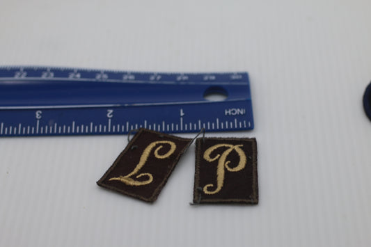 Vintage BROWN Embroidered Monogram Label Letter Furrier Sewing Textile Supply