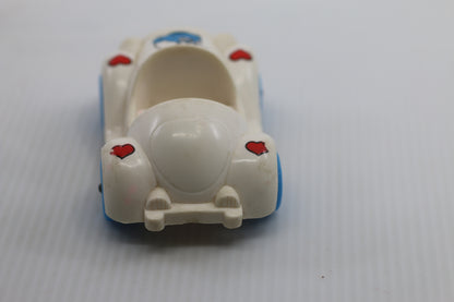 Vintage Smurfs Plastic Toy Car White Blue Wheels European 1970s 1980s Loose