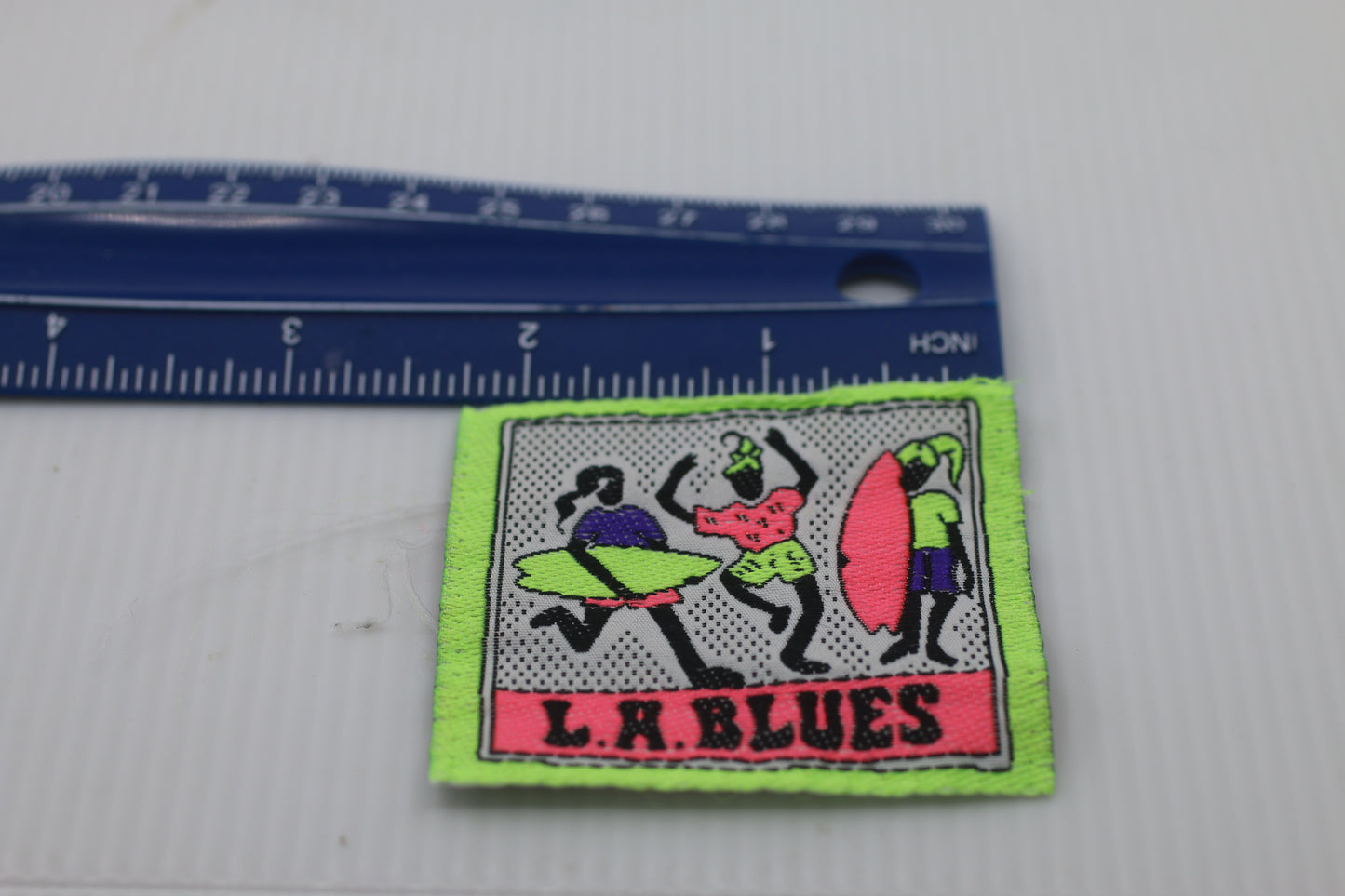 Embroidered Patch Vintage Souvenir CLothes L.A.Blues surfer party Fluo