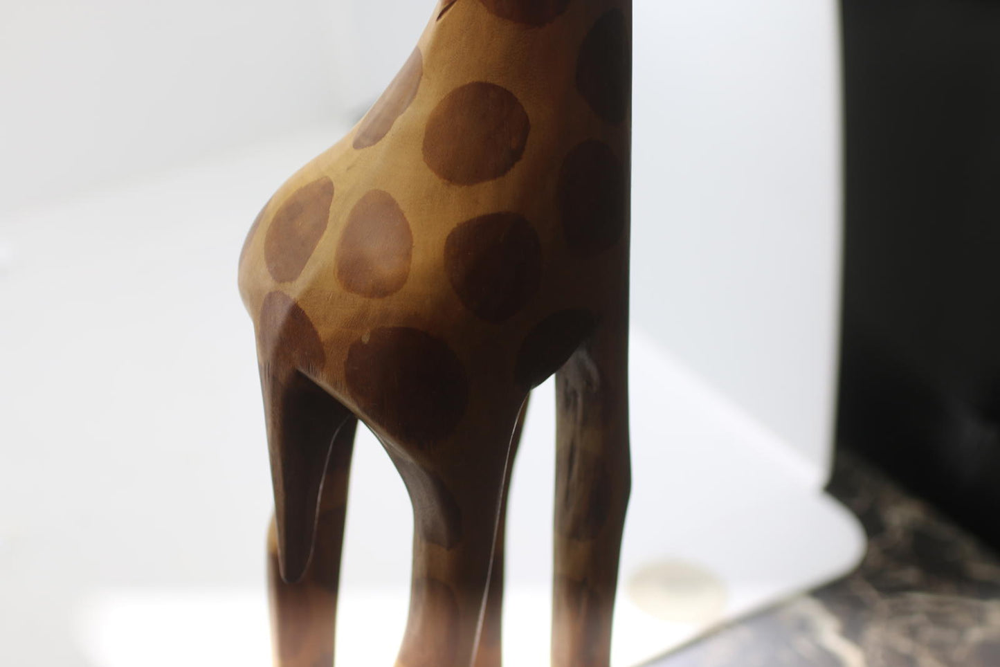 Vintage Hand Carved Wooden Giraffe Figurine African Art over 26" Tall