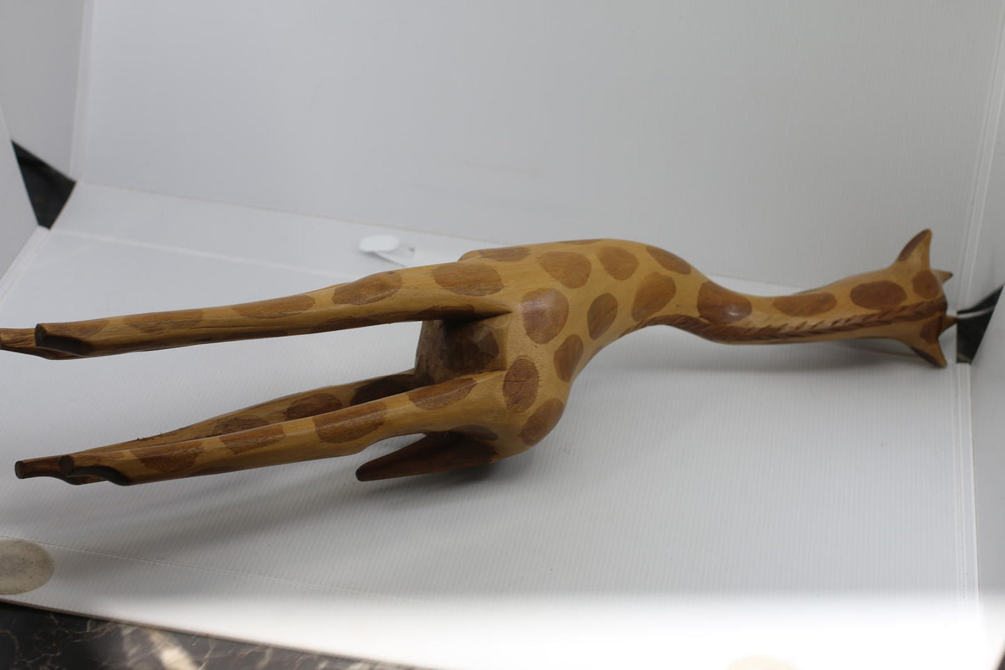Vintage Hand Carved Wooden Giraffe Figurine African Art over 26" Tall