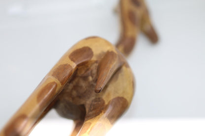 Vintage Hand Carved Wooden Giraffe Figurine African Art over 26" Tall
